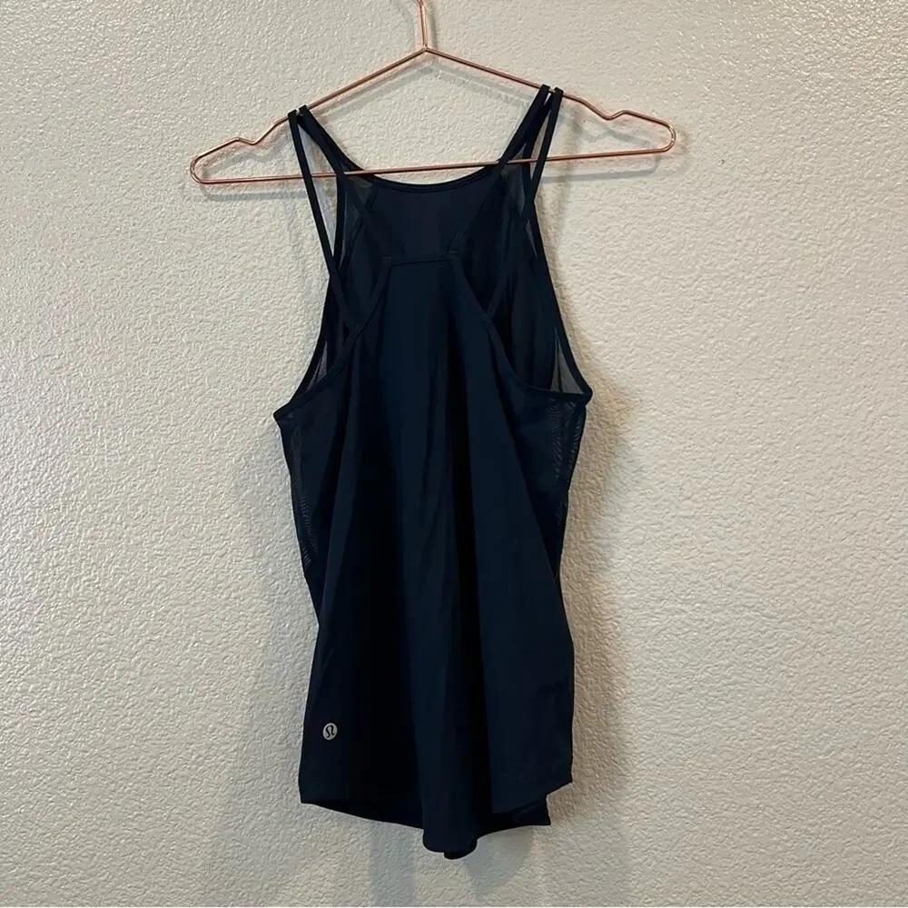 Lululemon Run Off Route Tank Top True Navy blue mesh strappy